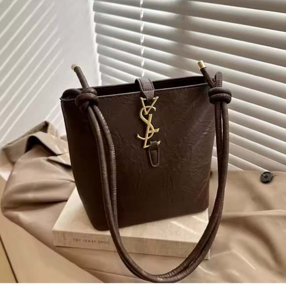 Yves Saint Laurent Dark Brown Leather Shoulder Bag - Picture 1 of 8